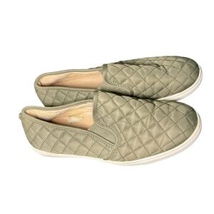 Olive Green Quilted Slip-On Sneakers Size 9.5